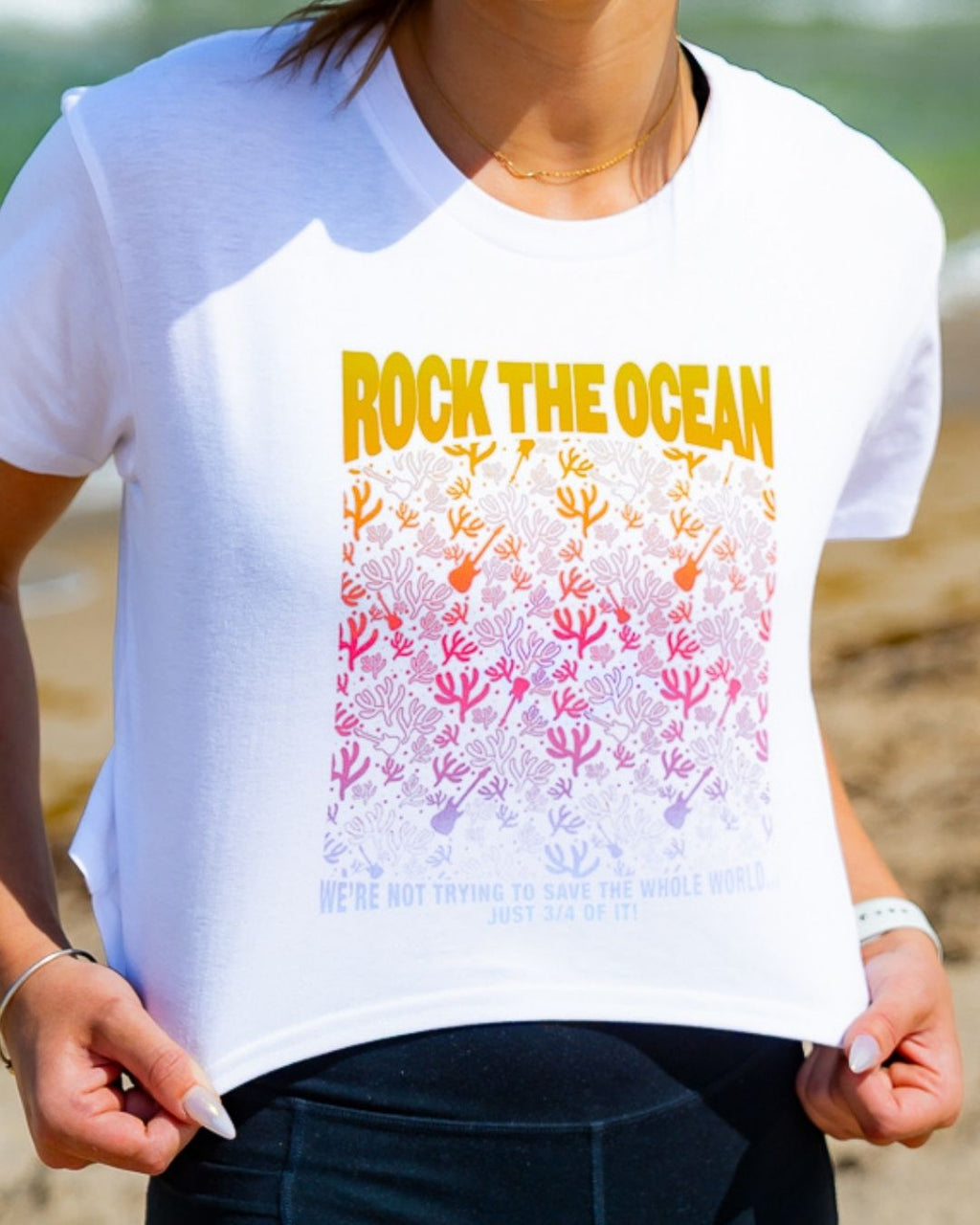 Rainbow Coral Ladies Crop T-Shirt
